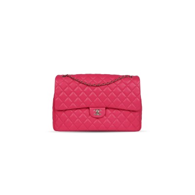 CHANEL XXL FLAP BAG FUCHSIA SHINY CAVIAR LIGHT GOLD HARDWARE BAG (41*28*11cm)